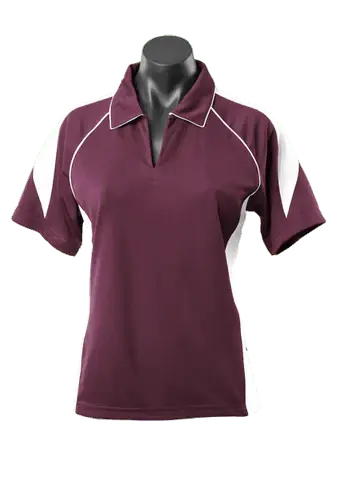 Aussie Pacific Premier Ladies Polo Shirt 2301 Casual Wear Aussie Pacific Burgundy/White 8